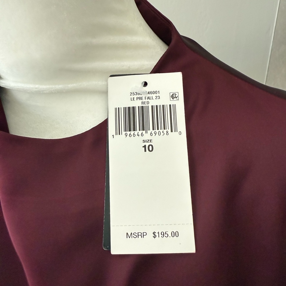 NWT Ralph Lauren Woman Satin Burgundy Sleeveless Rouced Coctail Dress Size 10 - Picture 7 of 7